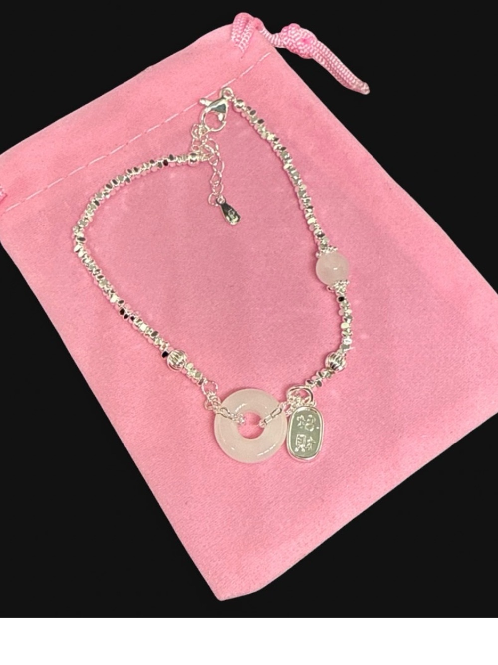Silver-Tone white  Jade Circle Charm Bracelet - Unbranded